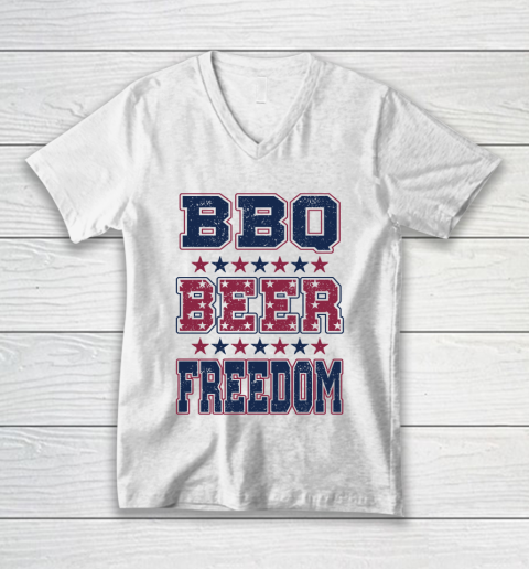 BBQ Beer Freedom V-Neck T-Shirt 2