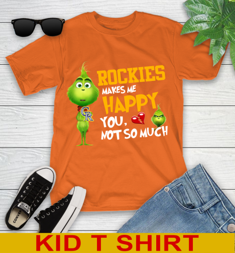MLB Colorado Rockies Makes Me Happy You Not So Much Grinch Baseball Sports Youth T-Shirt 8