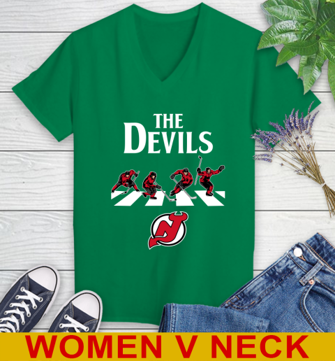 NHL Hockey New Jersey Devils The Beatles Rock Band Shirt Women's V-Neck T-Shirt 5