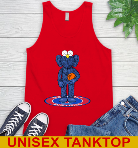 NBA Basketball Detroit Pistons Kaws Bff Blue Figure Shirt Tank Top - Image 7