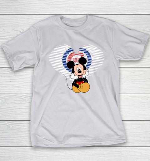MLB Chicago Cubs The Heart Mickey Mouse Disney Baseball Youth T-Shirt 4
