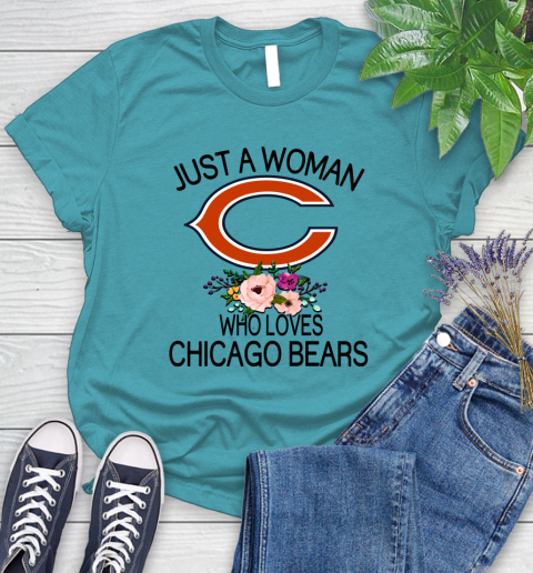 NFL Just A Woman Who Loves Chicago Bears Football Sports Women's T-Shirt 11