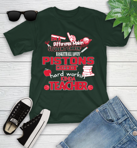 Detroit Pistons NBA I'm A Difference Making Student Caring Basketball Loving Kinda Teacher Youth T-Shirt 5