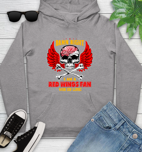 NHL Damn Right I Am A Detroit Red Wings Win Or Lose Skull Hockey Sports Youth Hoodie 6