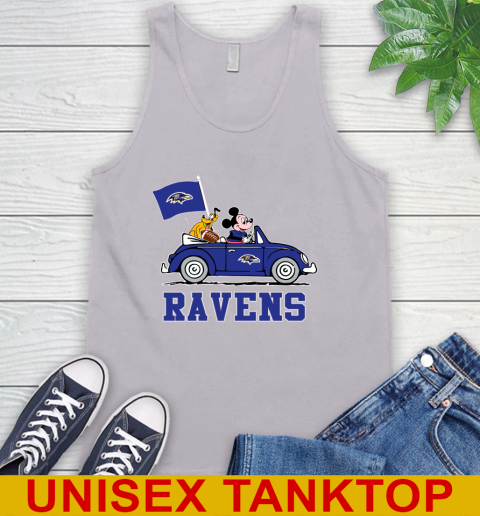 NFL Football Baltimore Ravens Pluto Mickey Driving Disney Shirt Tank Top 4