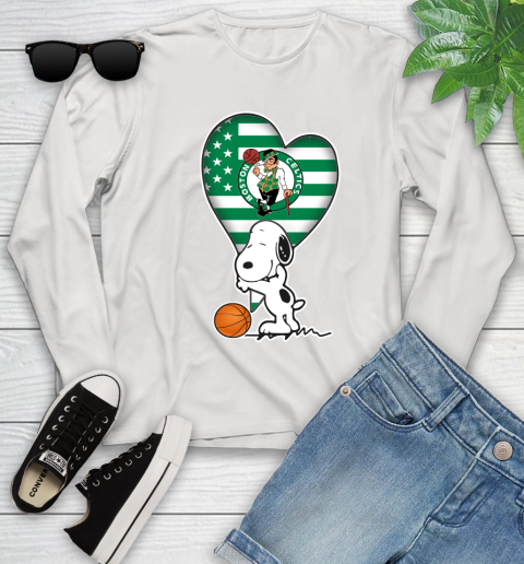 Boston Celtics NBA Basketball The Peanuts Movie Adorable Snoopy Youth Long Sleeve