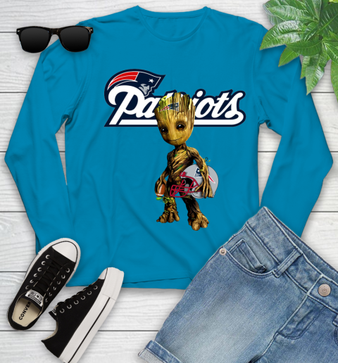 New England Patriots NFL Football Groot Marvel Guardians Of The Galaxy Youth Long Sleeve 7