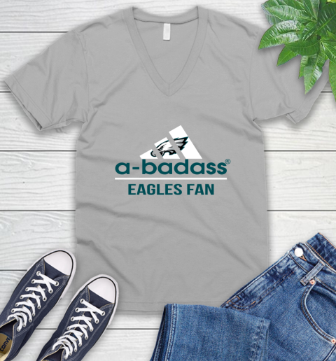 NFL A Badass Philadelphia Eagles Fan Adidas Football Sports V-Neck T-Shirt 3