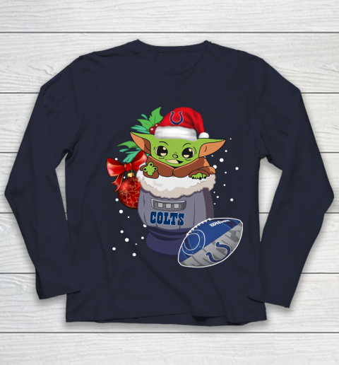 Indianapolis Colts Christmas Baby Yoda Star Wars Funny Happy NFL Youth Long Sleeve 3