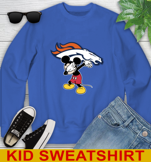 Denver Broncos NFL Football Dabbing Mickey Disney Sports Youth Sweatshirt 7