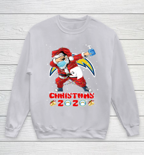 Los Angeles Chargers Funny Santa Claus Dabbing Christmas 2020 NFL Youth Sweatshirt 3