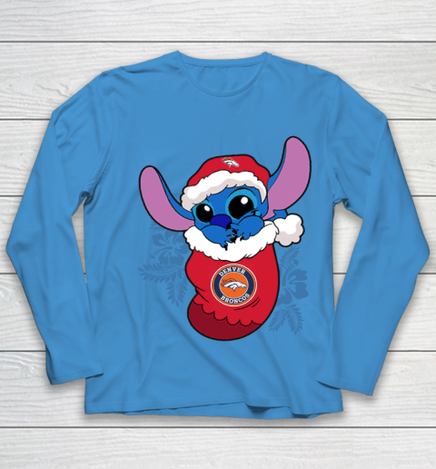 Denver Broncos Christmas Stitch In The Sock Funny Disney NFL Youth Long Sleeve 7