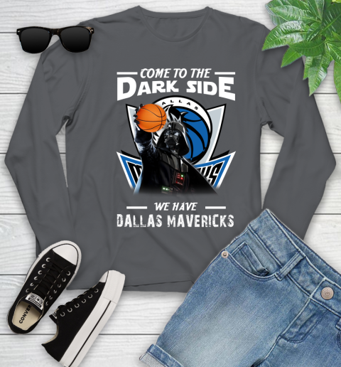 NBA Come To The Dark Side We Have Dallas Mavericks Star Wars Darth Vader Basketball Youth Long Sleeve 9