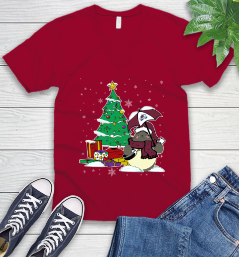 Colorado Avalanche NHL Hockey Cute Tonari No Totoro Christmas Sports V-Neck T-Shirt 7