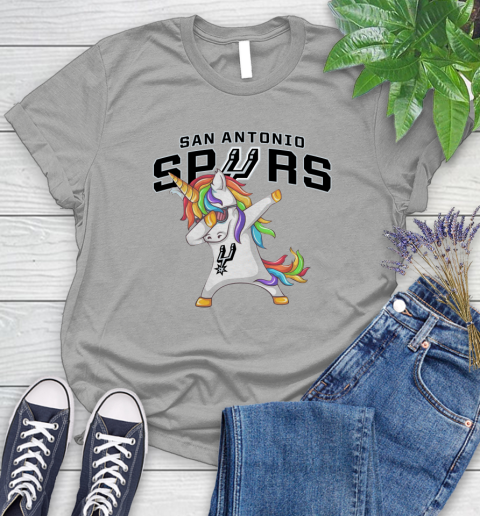 San Antonio Spurs NBA Basketball Funny Unicorn Dabbing Sports Women's T-Shirt 10