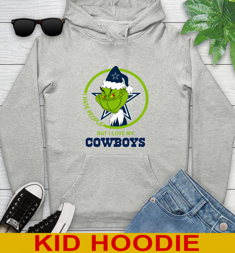 Dallas Cowboys NFL Christmas Grinch I Hate People But I Love My Favorite Football Team Youth Hoodie