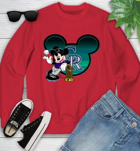 MLB Colorado Rockies The Commissioner's Trophy Mickey Mouse Disney Youth Sweatshirt 9