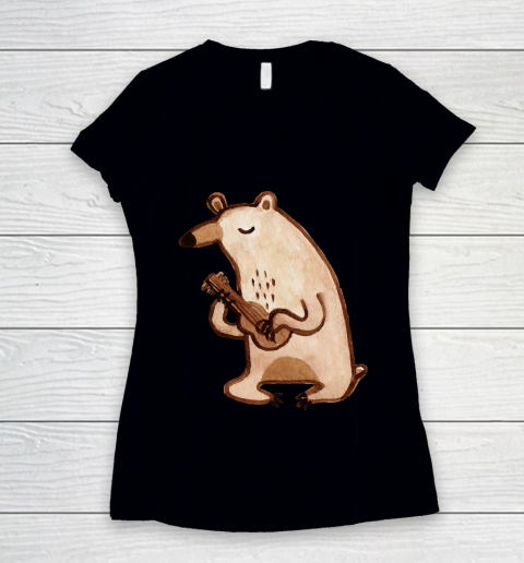 Father's Day Funny Gift Ideas Apparel  Ukulele Bear T Shirt Women's V-Neck T-Shirt