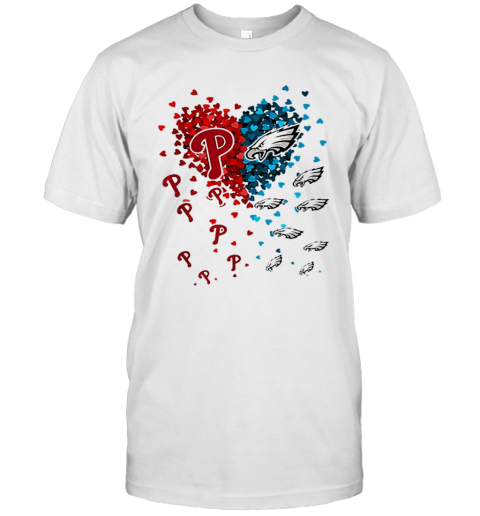 Love Philadelphia Phillies Philadelphia Eagles Tiny Hearts Shape T-Shirt
