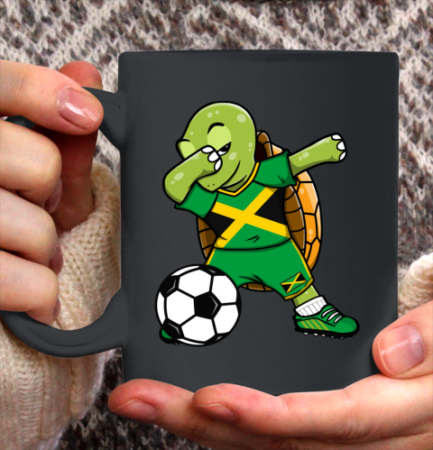 Dabbing Turtle Jamaica Soccer Fans Jersey Jamaican Football Ceramic Mug 11oz