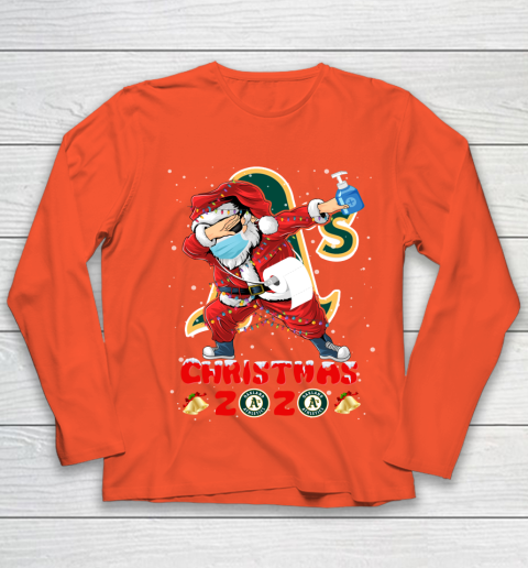 Oakland Athletics Funny Santa Claus Dabbing Christmas 2020 MLB Youth Long Sleeve 3