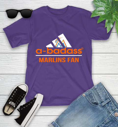 MLB A Badass Miami Marlins Fan Adidas Baseball Sports Youth T-Shirt 3