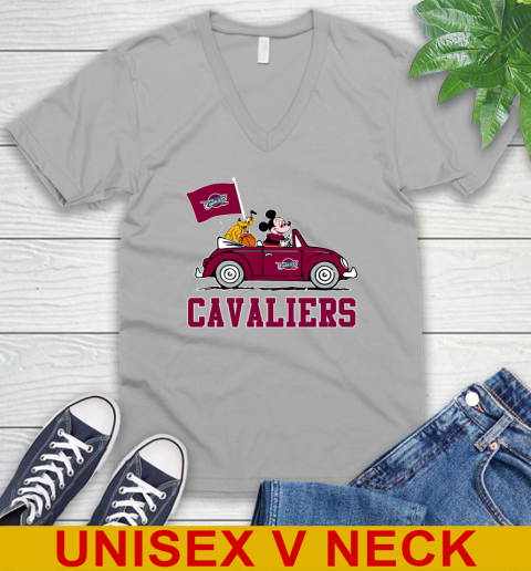 NBA Basketball Cleveland Cavaliers Pluto Mickey Driving Disney Shirt V-Neck T-Shirt 4