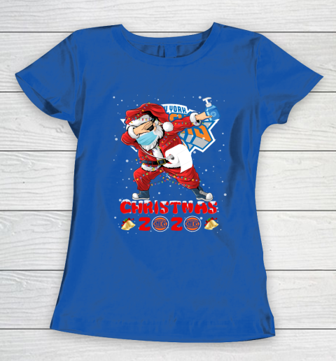 New York Knicks Funny Santa Claus Dabbing Christmas 2020 NBA Women's T-Shirt 8