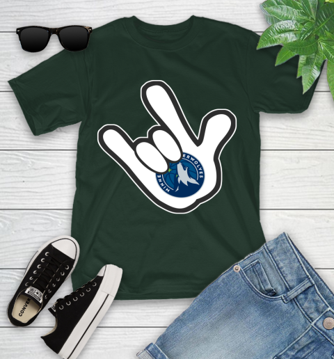 Minnesota Timberwolves NBA Basketball Mickey Rock Hand Disney Youth T-Shirt 5