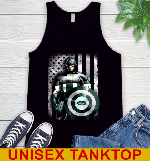 New York Jets NFL Football Captain America Marvel Avengers American Flag Shirt Tank Top
