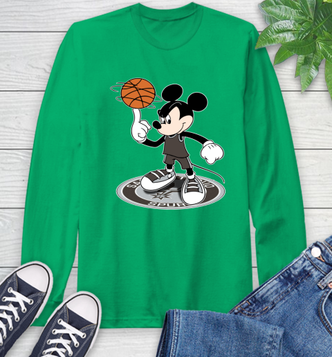 NBA Basketball San Antonio Spurs Cheerful Mickey Disney Shirt Long Sleeve T-Shirt 8