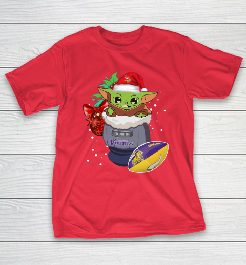 Minnesota Vikings Christmas Baby Yoda Star Wars Funny Happy NFL T-Shirt 10