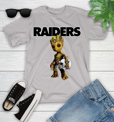 Oakland Raiders NFL Football Groot Marvel Guardians Of The Galaxy Youth T-Shirt 12