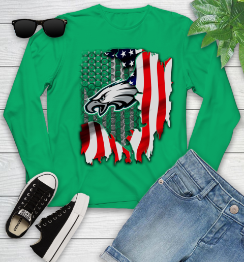 Philadelphia Eagles NFL Football American Flag Youth Long Sleeve 7