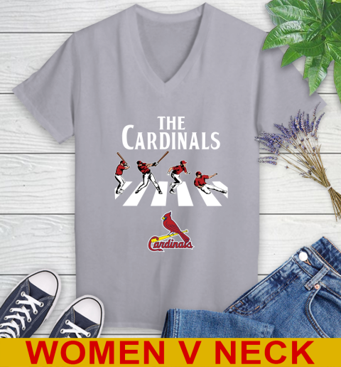 MLB Baseball St.Louis Cardinals The Beatles Rock Band Shirt Women's V-Neck T-Shirt 4