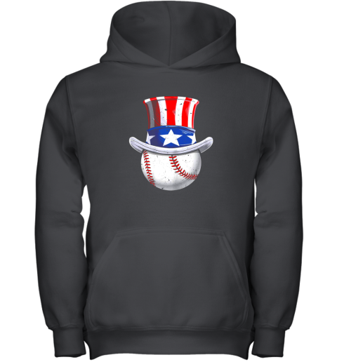 Baseball Uncle Sam Shirt 4th of July Boys American Flag Youth Hoodie