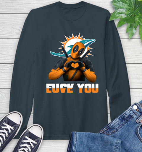 NHL Miami Dolphins Deadpool Love You Fuck You Football Sports Long Sleeve T-Shirt 9