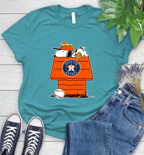 MLB Houston Astros Snoopy Woodstock The Peanuts Movie Baseball T Shirt Women's T-Shirt 12