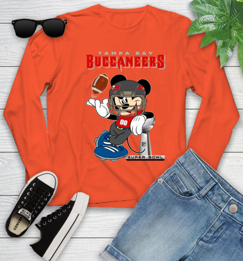 NFL Tampa Bay Buccaneers Mickey Mouse Disney Super Bowl Football T Shirt Youth Long Sleeve 4