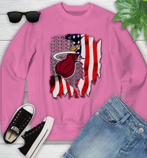 Miami Heat NBA Basketball American Flag Youth Sweatshirt 6