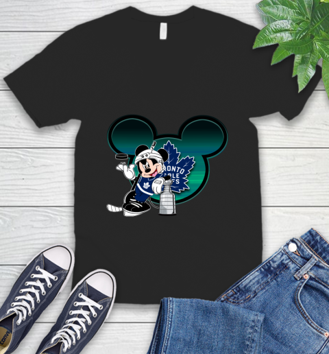 NHL Toronto Maple Leafs Stanley Cup Mickey Mouse Disney Hockey T Shirt V-Neck T-Shirt 2