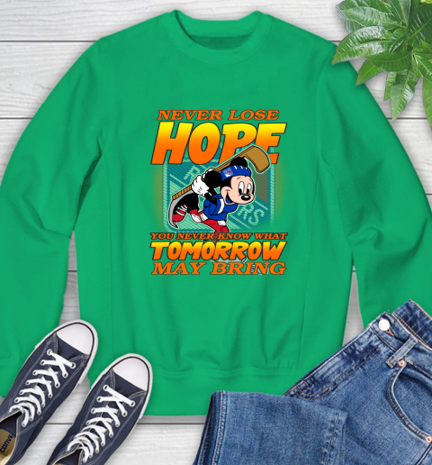 New York Rangers NHL Hockey ootball Mickey Disney Never Lose Hope Sweatshirt - Image 8