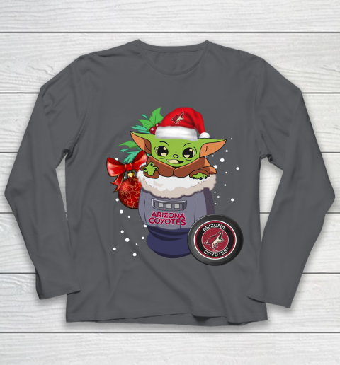 Arizona Coyotes Christmas Baby Yoda Star Wars Funny Happy NHL Youth Long Sleeve 8