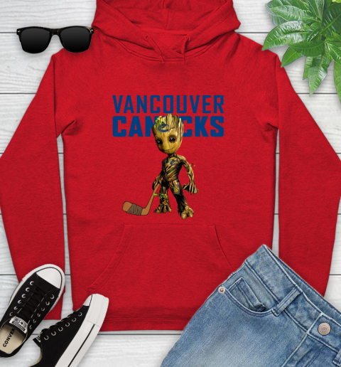 Vancouver Canucks NHL Hockey Groot Marvel Guardians Of The Galaxy Youth Hoodie 11