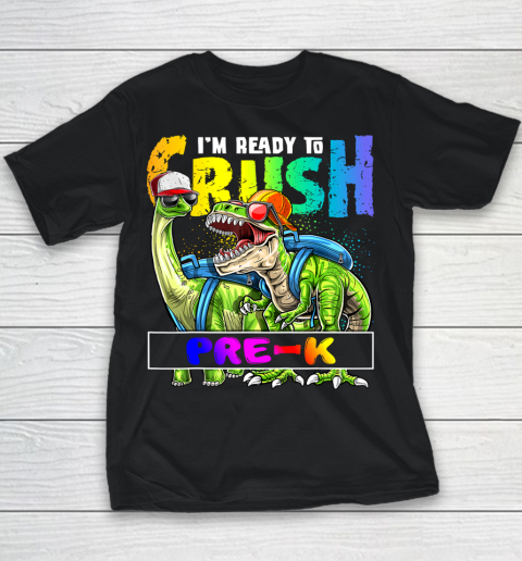Next Level t shirts I m Ready To Crush Pre K T Rex Dino Holding Pencil Back To School Youth T-Shirt