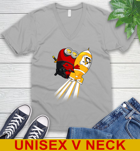 NHL Hockey Pittsburgh Penguins Deadpool Minion Marvel Shirt V-Neck T-Shirt 3