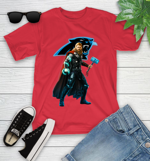 NFL Thor Avengers Endgame Football Carolina Panthers Youth T-Shirt 10