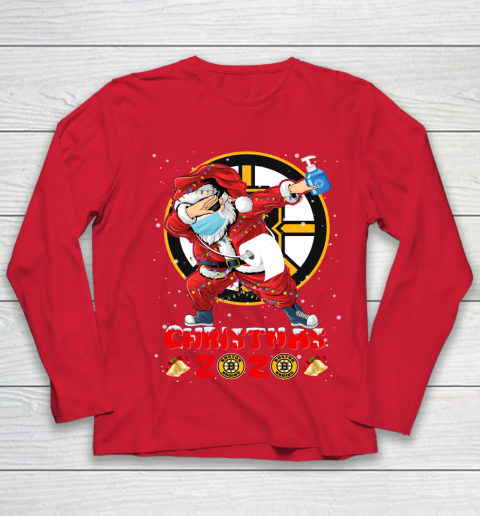 Boston Bruins Funny Santa Claus Dabbing Christmas 2020 NHL Youth Long Sleeve 8