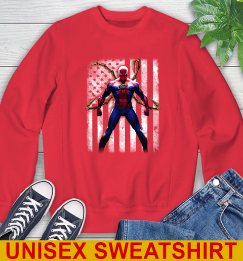 NHL Hockey Carolina Hurricanes Spider Man Avengers Marvel American Flag Shirt Sweatshirt 12