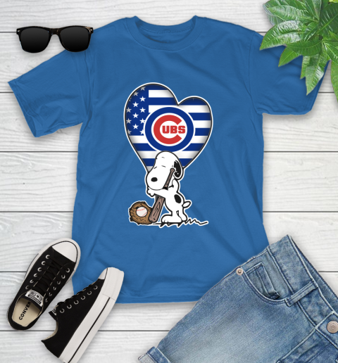 Chicago Cubs MLB Baseball The Peanuts Movie Adorable Snoopy Youth T-Shirt 9